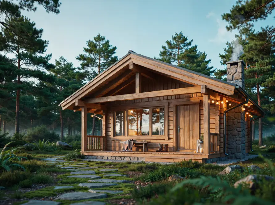 Çam ormanı içinde ahşap bungalov ev — Vivo İnşaat Trabzon